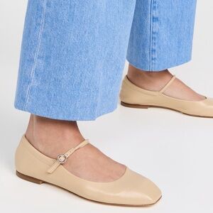 NEW Aeyde Uma Leather Mary Jane Ballet Flats in Beige Nude Size 7 EU 37